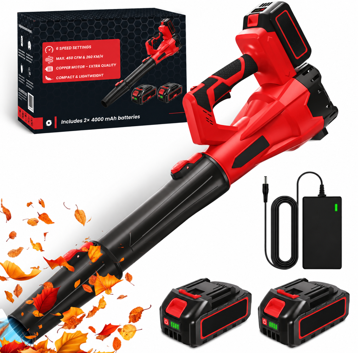 Accu Bladblazer - Twee krachtige Batterijen (2x4.0Ah)