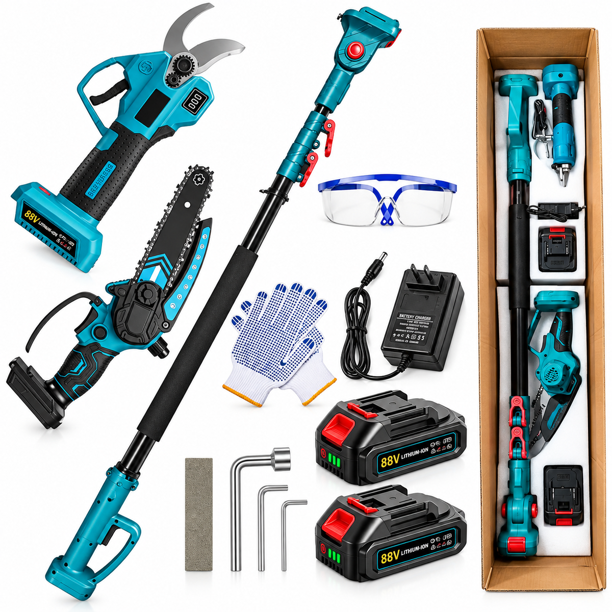 BRIXON 2-in-1 Accu Snoeiset met Telescopische Steel